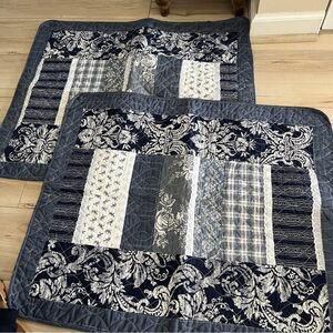 Pillow Shams blue & white patchwork floral Country Living set of 2 cotton